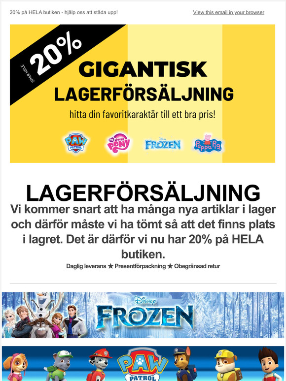 [LAGERFRSLJNING] 20% p HELA shoppen!