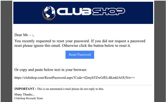 Clubshop Rewards Clubshop Rewards Reset Password Milled