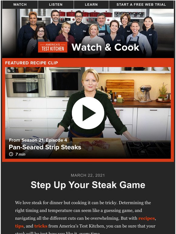 America's Test Kitchen: Watch and Cook: Step Up Your Steak Game | Milled