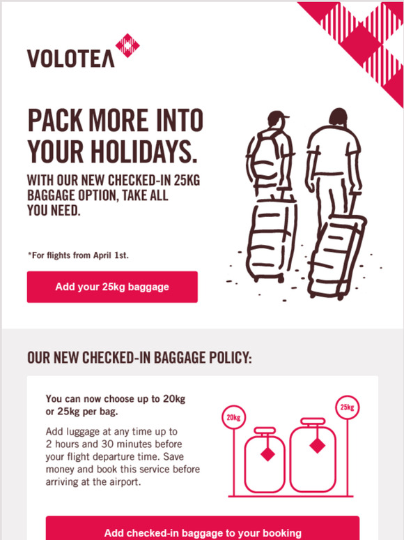 Volotea airlines store baggage allowance