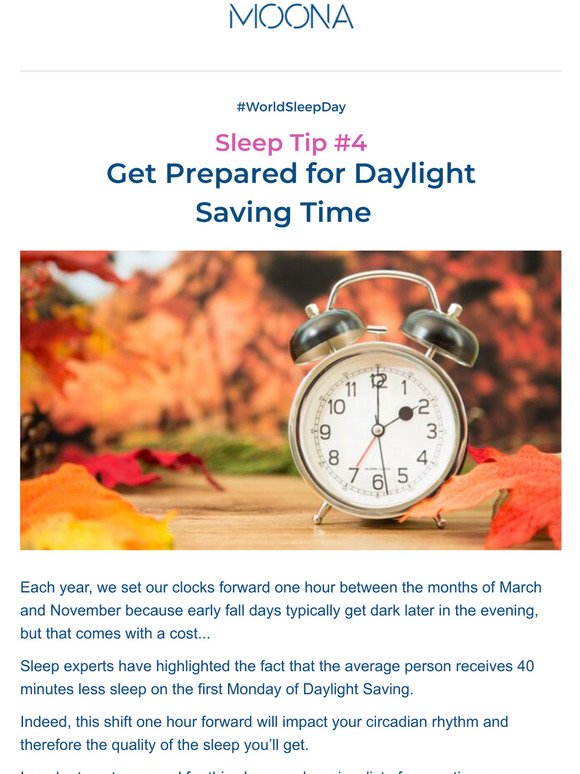 Sleep Tip 4 - Get Prepared for Daylight Saving Time
