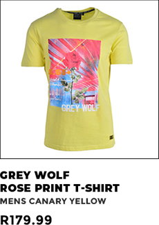 Grey Wolf Rose Print T-shirt Mens Canary Yellow