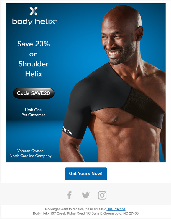 Did You SEE?   SAVE 20% on our Adjustable Shoulder Helix!