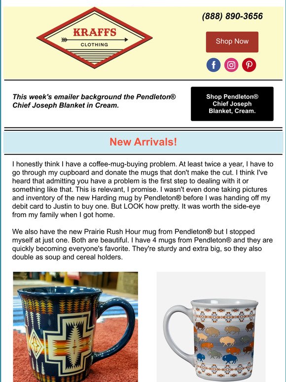 New Pendleton mugs and another new Car Coat!