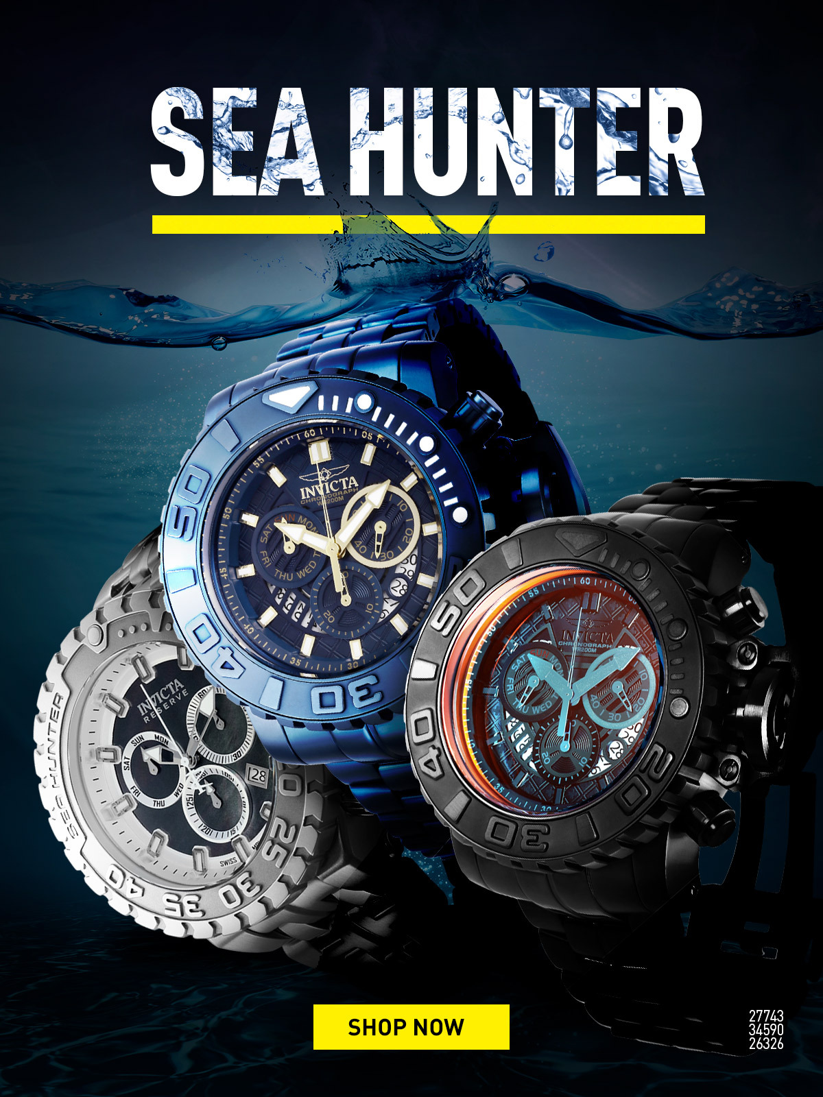 Invicta sea hunter blue on sale label