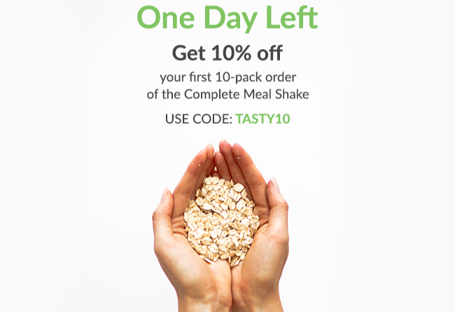 One day left - Get 10% off your first 10-pack order of the complete meal shake