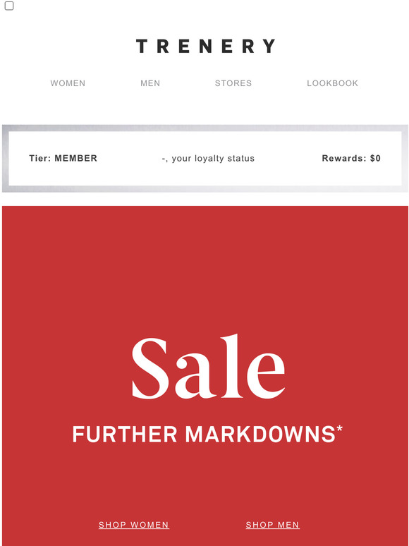 Trenery Sale further markdowns Milled