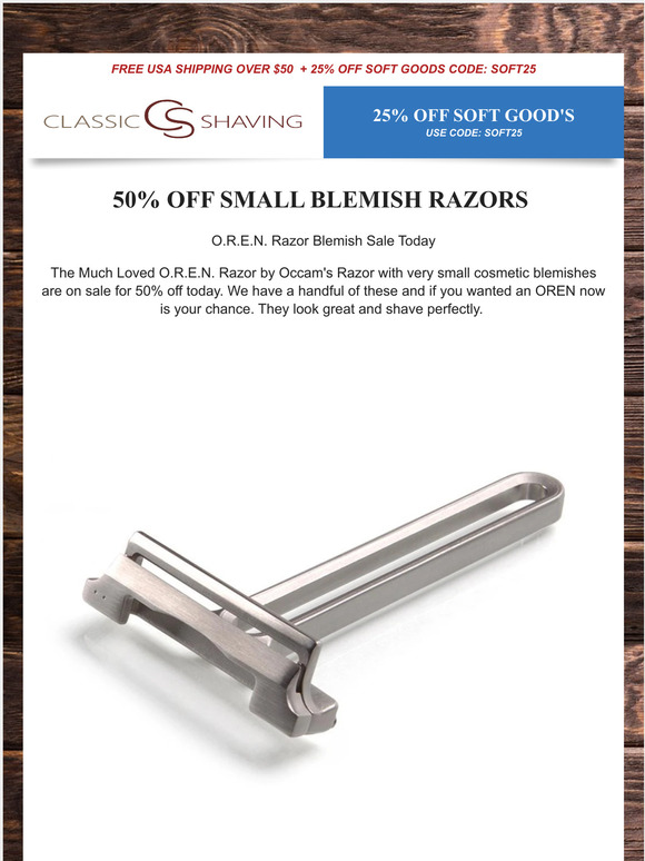  Ending Soon Imperfect Sale Save 50% OREN Razor