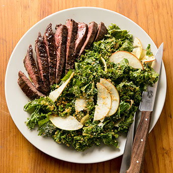 Creamy Kale Salad with Skirt Steak