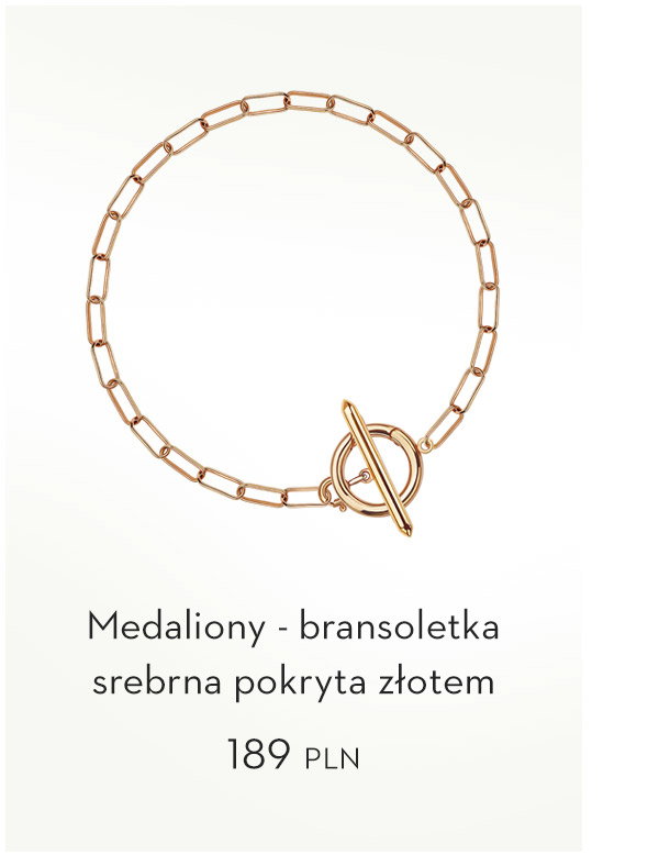 Medaliony - bransoletka srebrna pokryta złotem