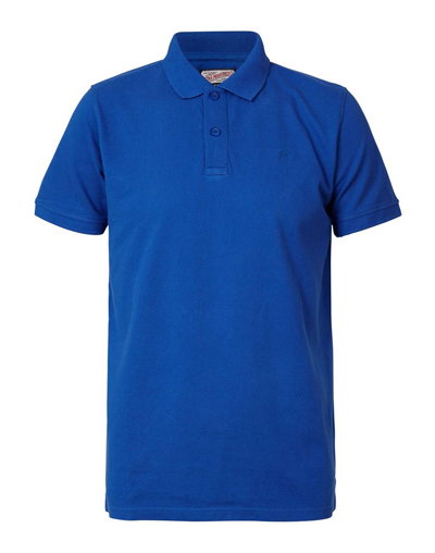 Polo bleu roi POL921 uni de marque avec broderie ton sur ton