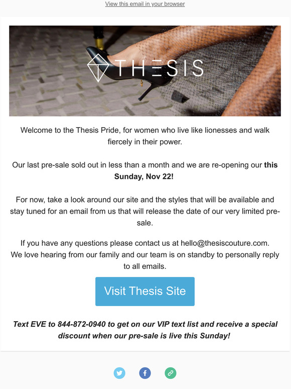 Welcome to the Thesis Community! Our pre-sale sold out FAST but we are re-opening Nov 22!