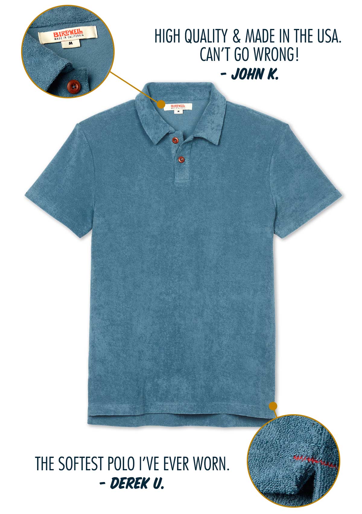 Birdwell: The Terry Polo In Federal Blue | Milled