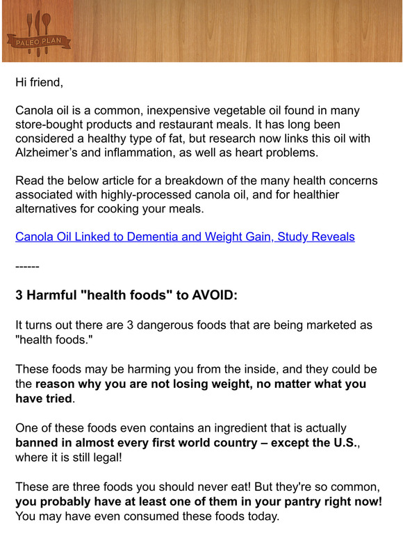 PaleoPlan Canola Oil Linked to Dementia and Weight Gain, Study Reveals