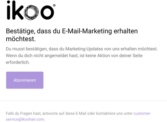 Besttige, dass du E-Mail-Marketing erhalten mchtest.