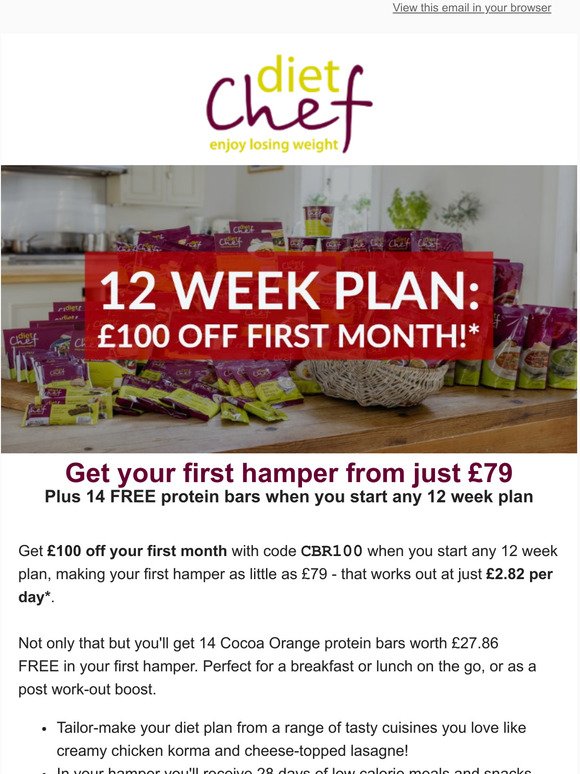 Diet Chef Get Your 100 Off Your First Diet Chef Hamper Milled