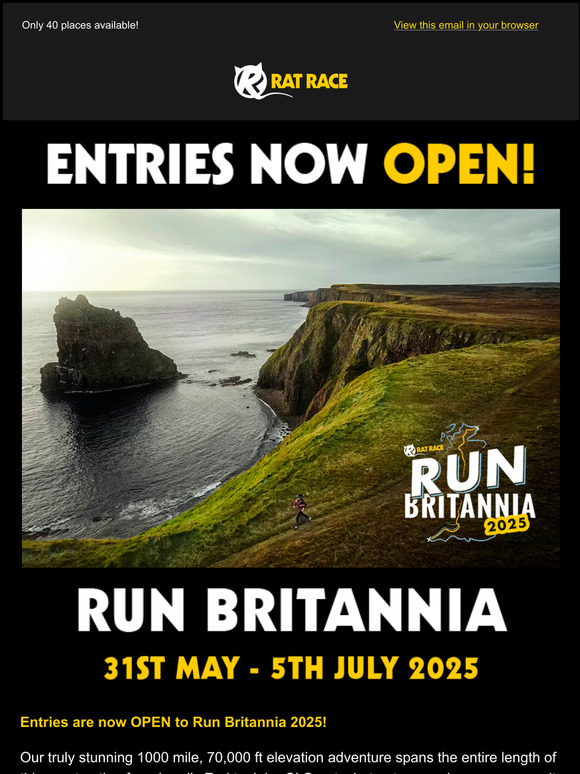 Rat Race Entries open! Run Britannia 2025 Milled