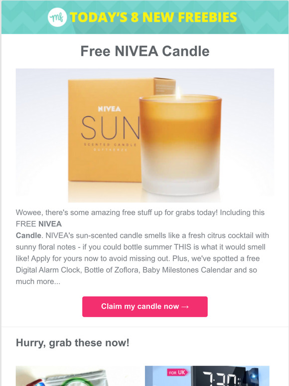 MagicFreebies Free NIVEA Candle Milled