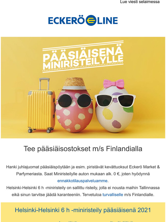 Eckerö Line: Tsirp, tee psiisostokset Ecker Market & Parfymeriassa  Helsinki-Helsinki 6 h -miniristeilyll | Milled