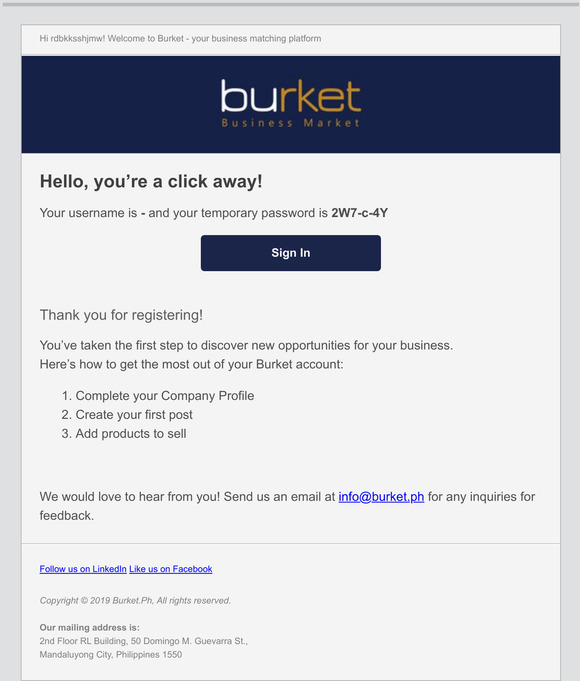 Welcome to Burket! Potential partners are waiting for you.