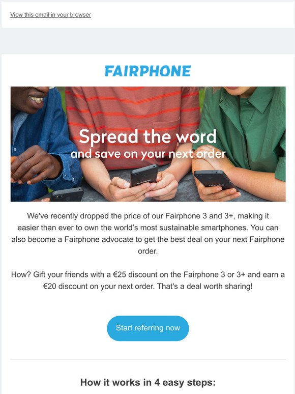 Join our referral program to get the best deal on your Fairphone order