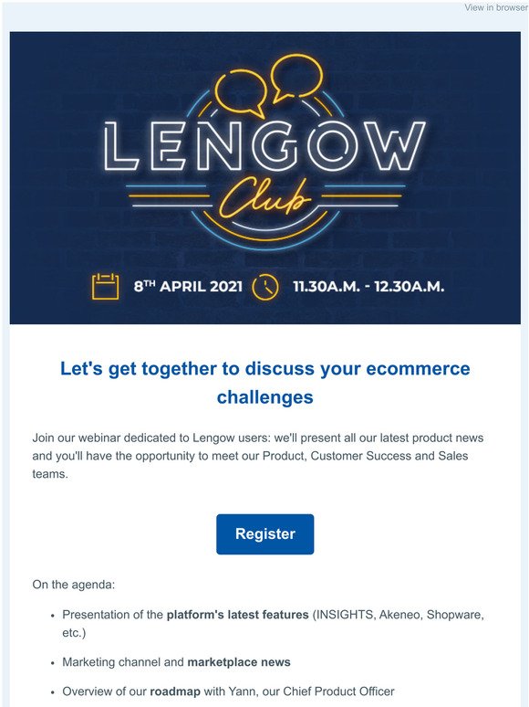  Invitation  Lengow User Club - Product news & Roadmap