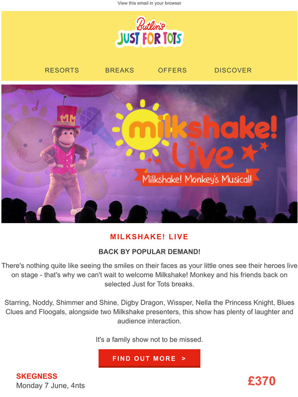 butlins milkshake live is back by popular demand milled