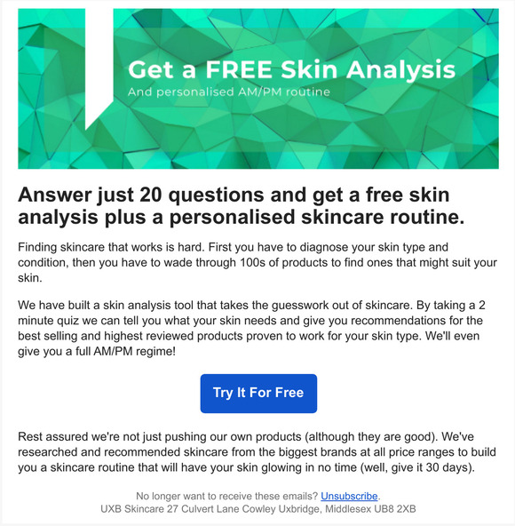 Get a free personalised skin routine