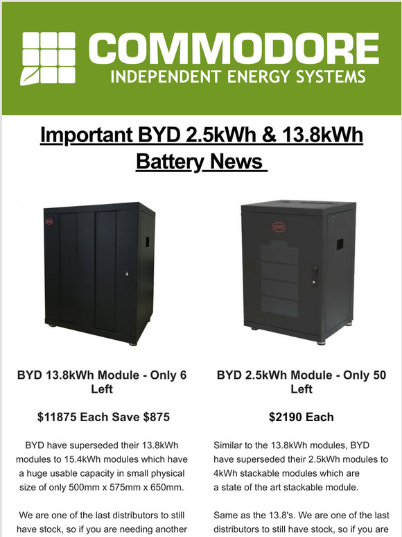Huge BYD News + 20% Off Commodore 100A Lithium's