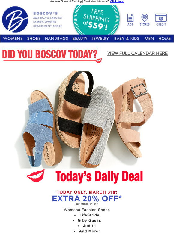Boscov's Today Only! Extra 20 Off Womens Shoes & Clothing Milled