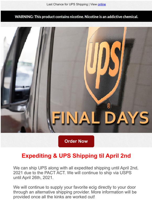 Last Chance for UPS Shipping