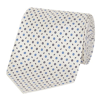 White And Blue Silk Tie