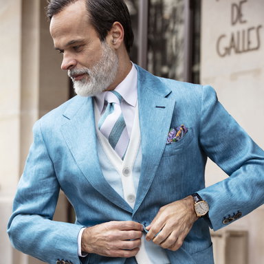 Light Blue Knitted Cotton Waistcoat