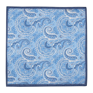 Light Blue Cotton Paisley Pocket Square
