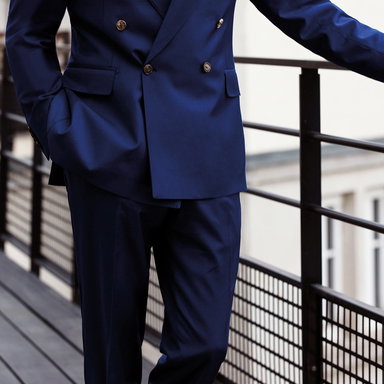 Navy Loro Piana Wool Classic Trousers