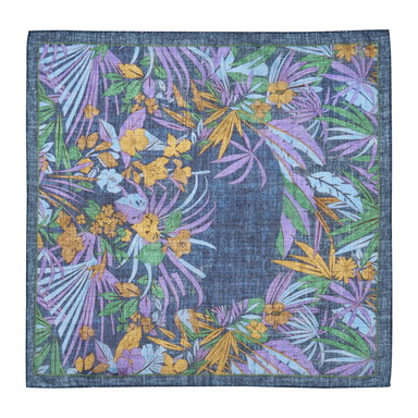 Blue and Purple Cotton Floral Pocket Square