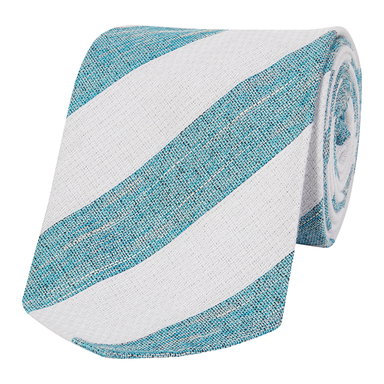 Turquoise And White Silk Club Tie