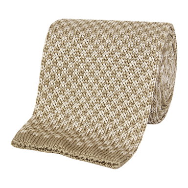 Beige Diamond Pattern Silk Tie