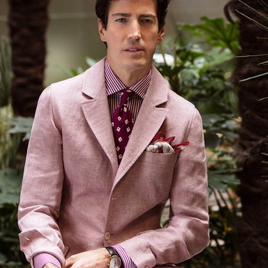Pink Linen Single-Breasted Sport Teba Jacket