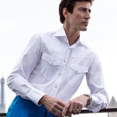 White Cotton Western Sport Shirt