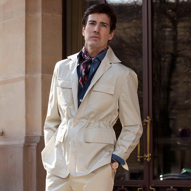 Beige Loro Piana Cotton Safari Sport Teba Jacket