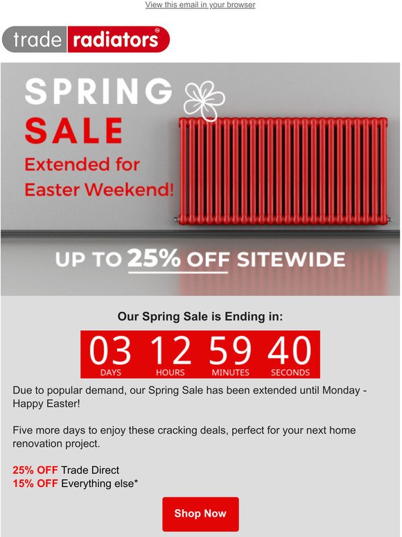 Spring Sale Extended for Easter Weekend