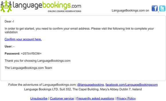 Please confirm your e-mail address - LanguageBookings.com!