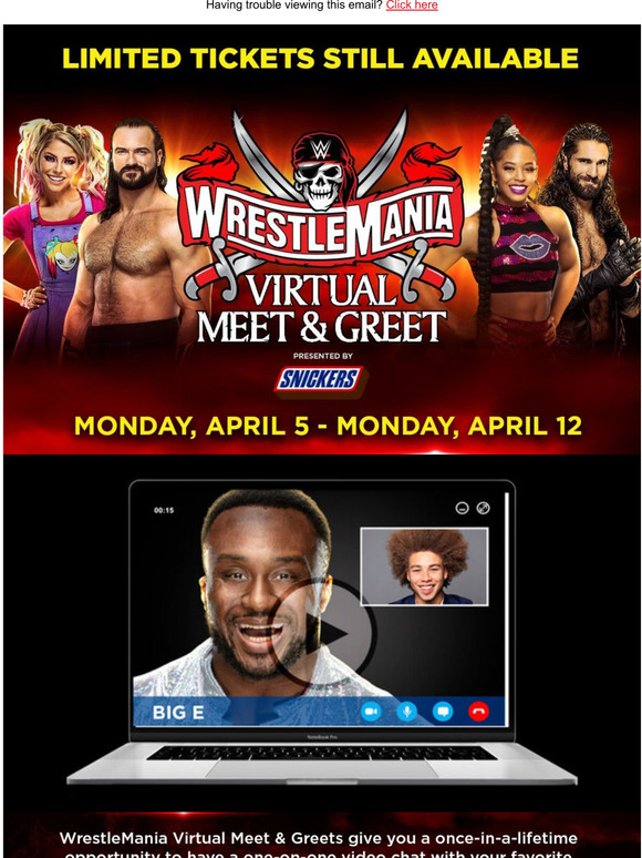 WWE Limited tickets for WrestleMania Virtual Meet & Greets are still