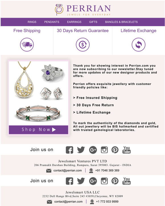 Thank You for Subscribing at Perrian.com