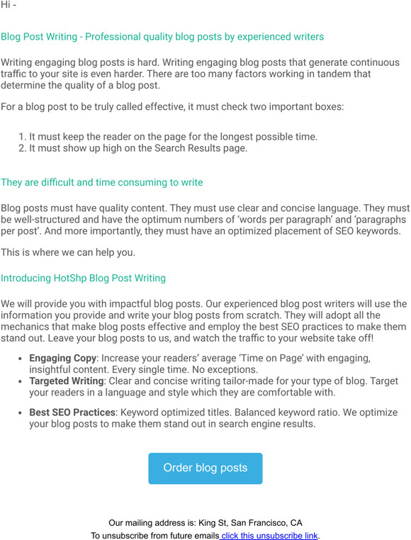 New feature launch - Blog Post Writing