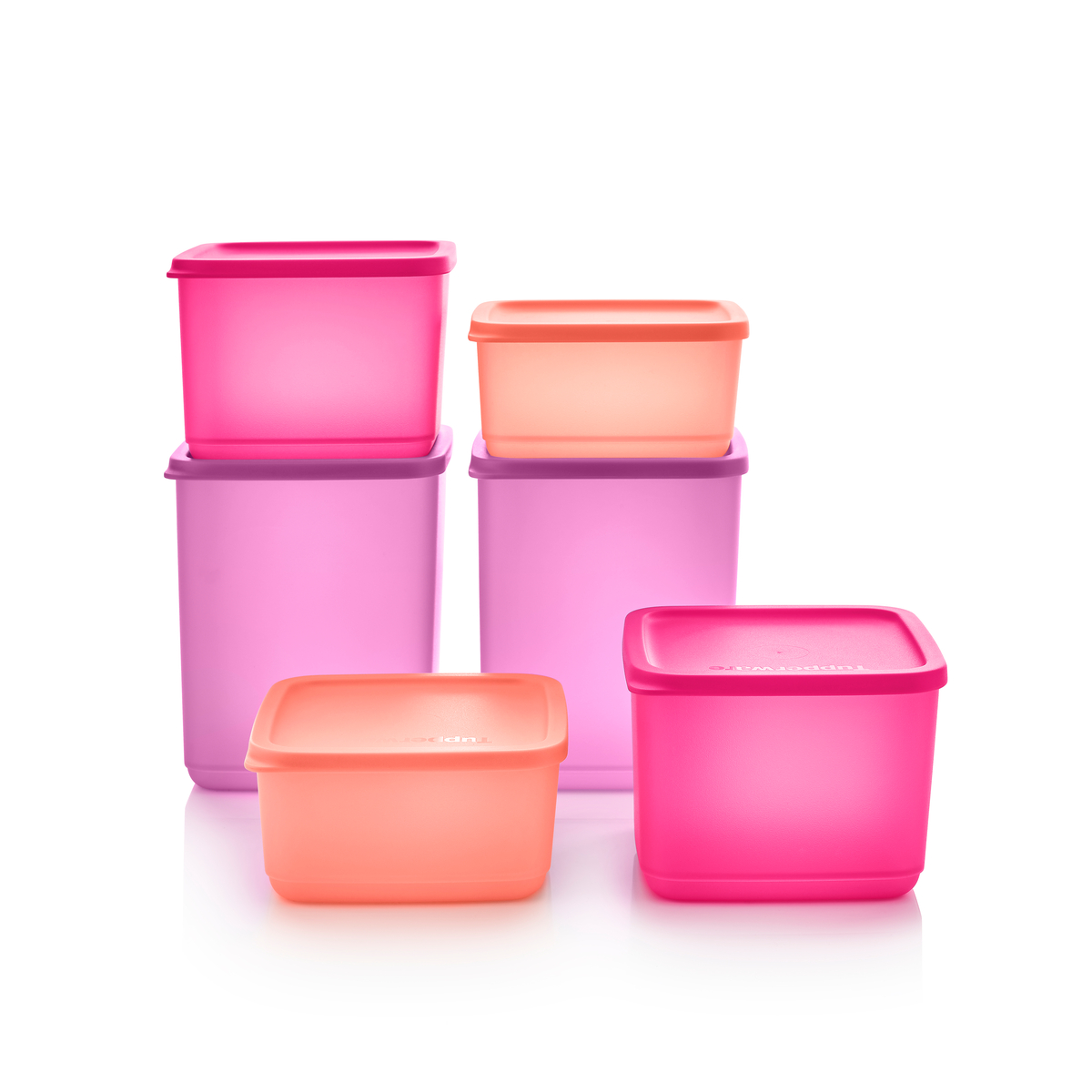 Tupperware Basic Bright 6 Pc Square And 3 Pc Round Set