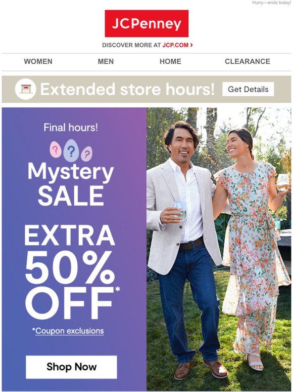 J.C Penney: Mystery Sale Extra 50% off