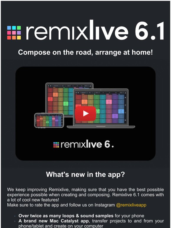 Here's your new way to produce: Remixlive 6.1 is out! 