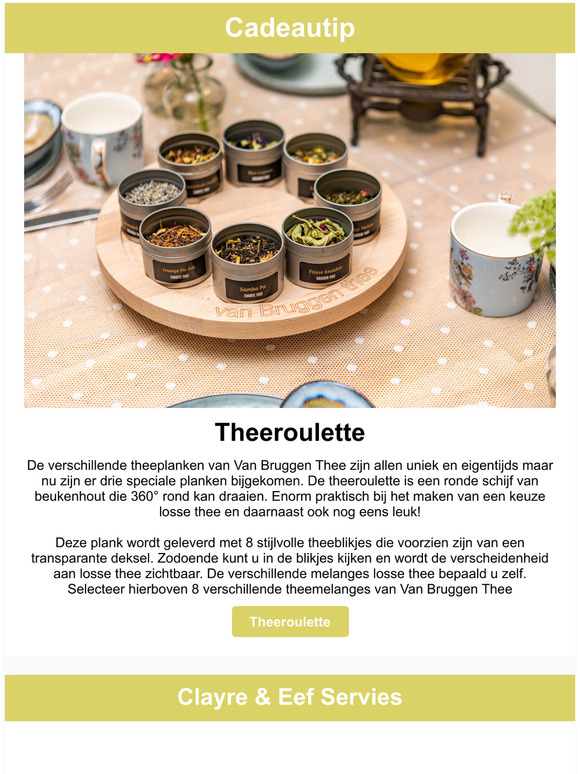 Gratis zakje thee bij elke plint theepot